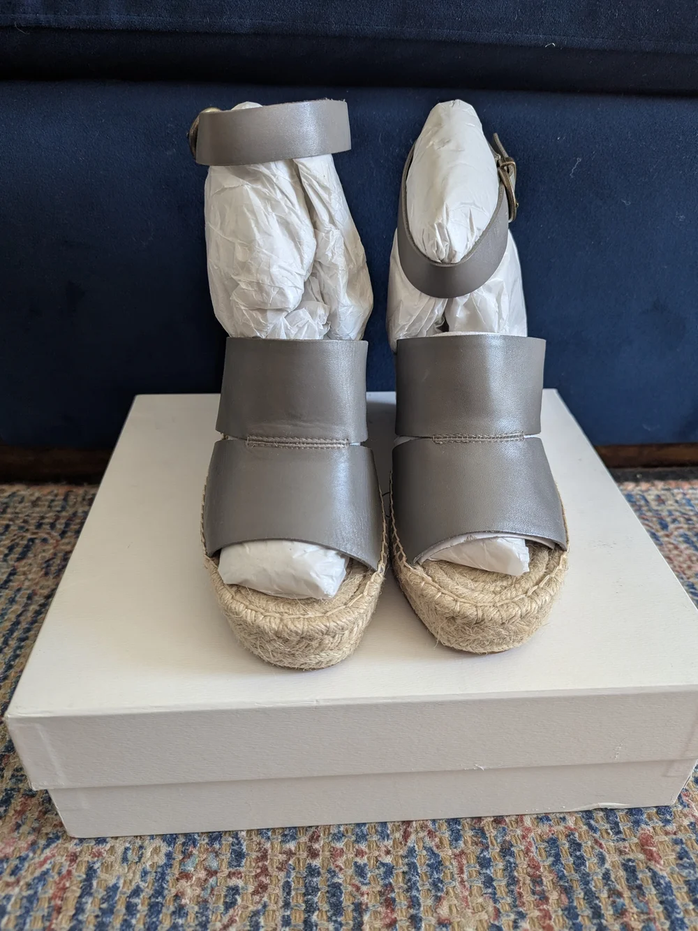 Treasure & Bond Sanibel Platform Wedge Sandal Gray & Tan US 7.5